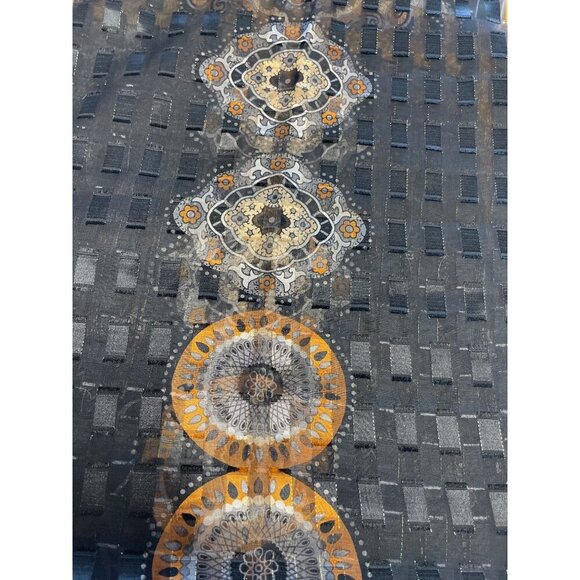 Sheer Black & Gold Paisley Print Scarf With Metallic Accents - Picture 5 of 6